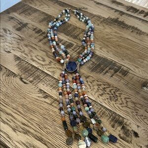 Chico’s gemstone Multicolor Beaded Necklace boho unique substantial